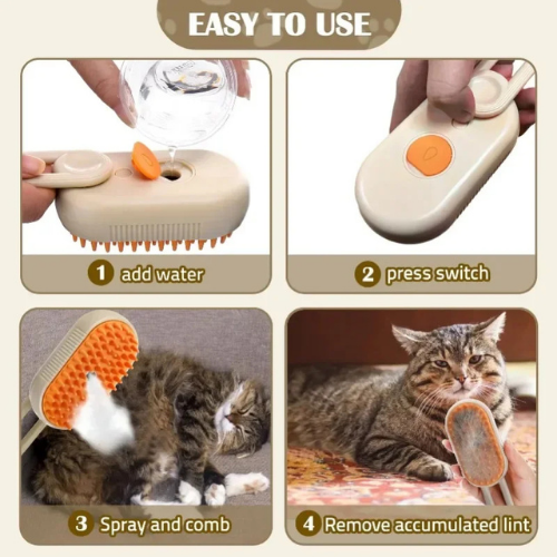 Rechargeable Pet Steam Grooming Brush